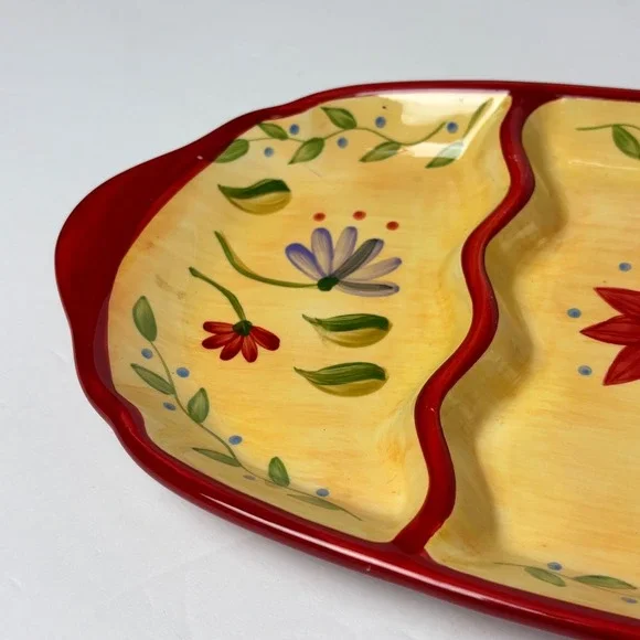Pfaltzgraff Napoli Hand Painted Divided Snack Plate Ceramic Floral 479-C51-90 - Picture 3 of 7